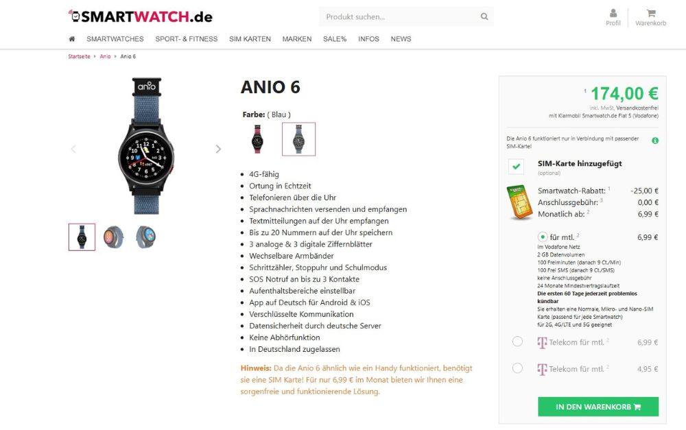 Smartwatch.de Screenshot Shop